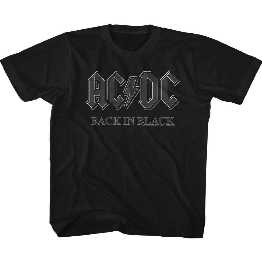AC/DC Back In Black Youth Graphic T-Shirt - Retro Rock Music Clothing - Young Concert Lover Gift Idea
