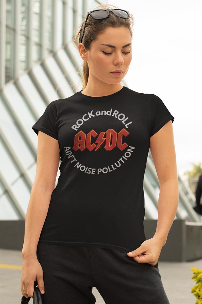 AC/DC Noise Pollution Adult Graphic T-Shirt - Retro Rock Music Clothing - Concert Lover Gift Idea