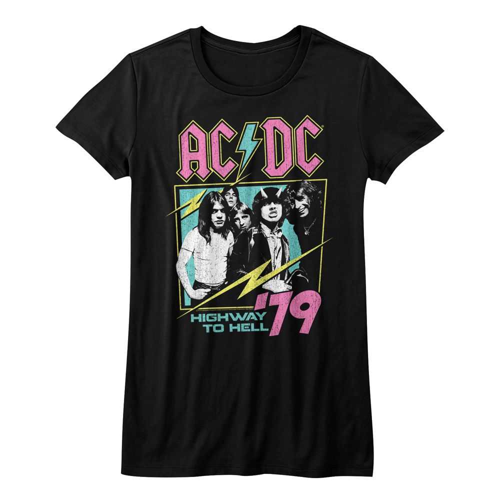 AC/DC Neon Highway Adult Graphic T-Shirt - Retro Rock Music Clothing - Concert Lover Gift Idea