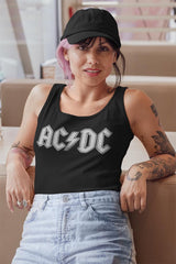 AC/DC Patch Adult Woman Tank Top - Retro Rock Music Clothing - Concert Lover Gift Idea