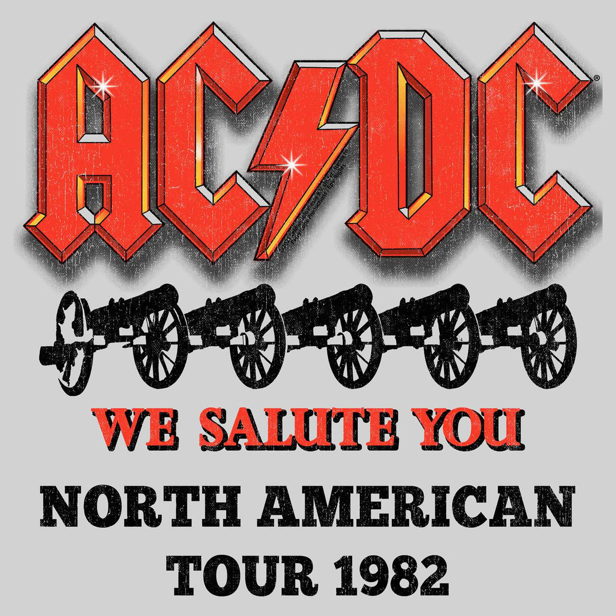 AC/DC Cannons Salute Adult Graphic T-Shirt - Retro Rock Music Clothing - Concert Lover Gift Idea