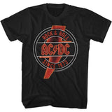 AC/DC Rd And Yel Neon Adult Graphic T-Shirt - Retro Rock Music Clothing - Concert Lover Gift Idea