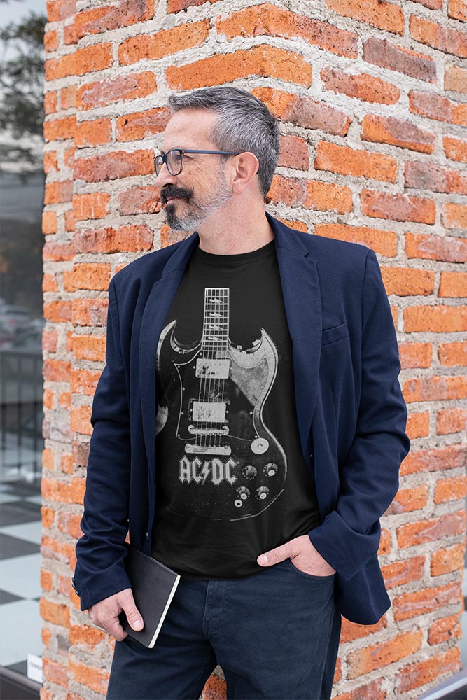 AC/DC Angus Young Guitar Graphic T-Shirt - Official Classic Rock Band Tee