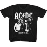 AC/DC Highway To Hell Black and White Photo Graphic Youth Tee - Unisex Kids Rock Band Shirt