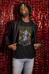 AC/DC Fire and Guitar Vintage Band Tee - Unisex Classic Rock Graphic Shirt