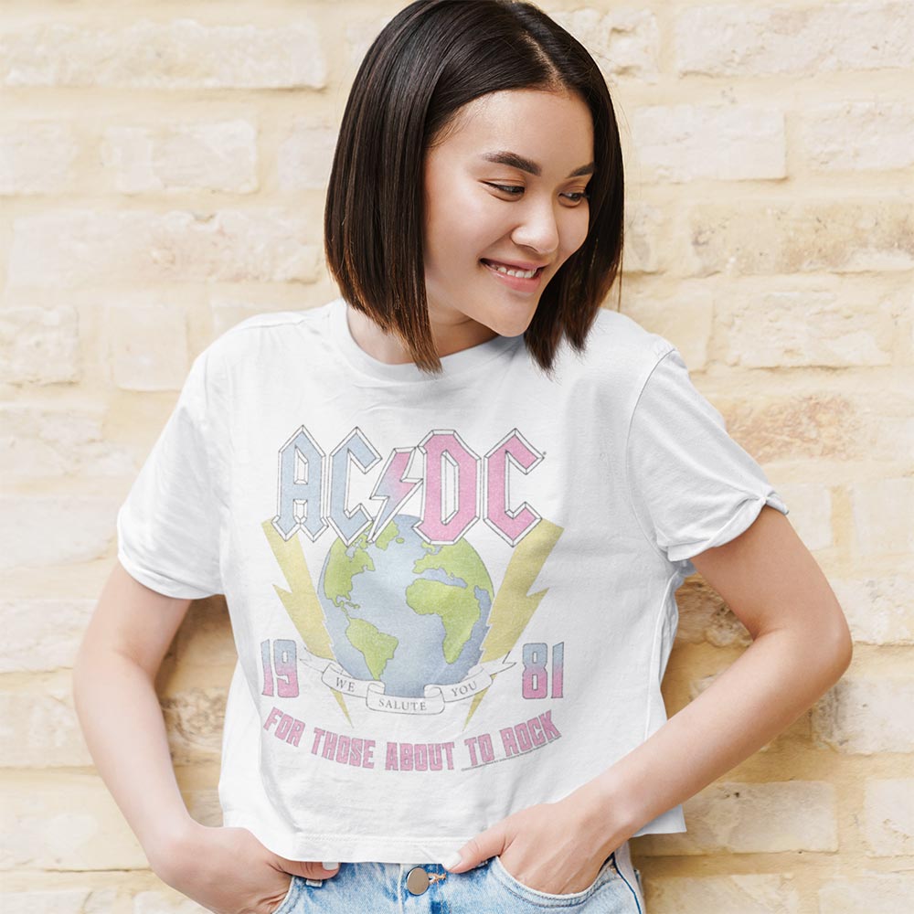 AC/DC For Those About to Rock Earth Graphic Ladies T-Shirt - Official Band Tee