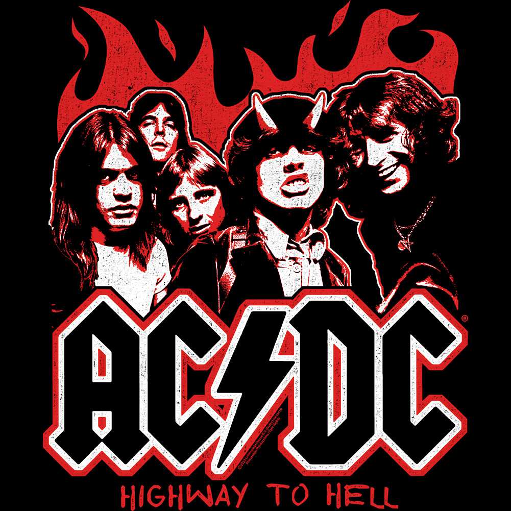 AC/DC Highway to Hell Two-Tone Graphic T-Shirt - Official Classic Rock Band Tee