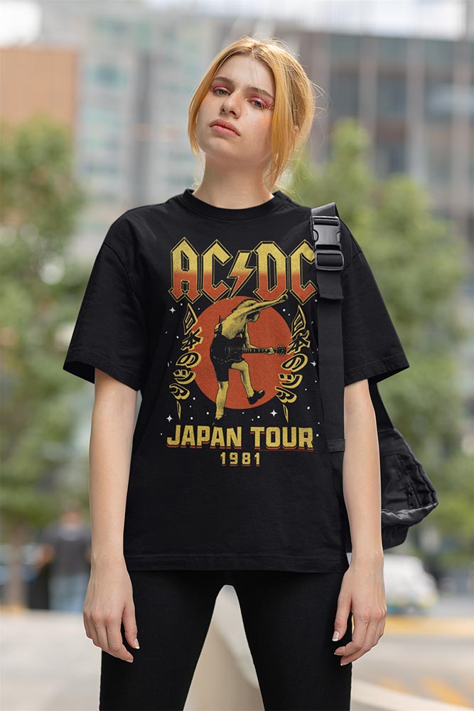 AC/DC Japan Tour 1981 Graphic T-Shirt - Official Classic Rock Concert Band Tee