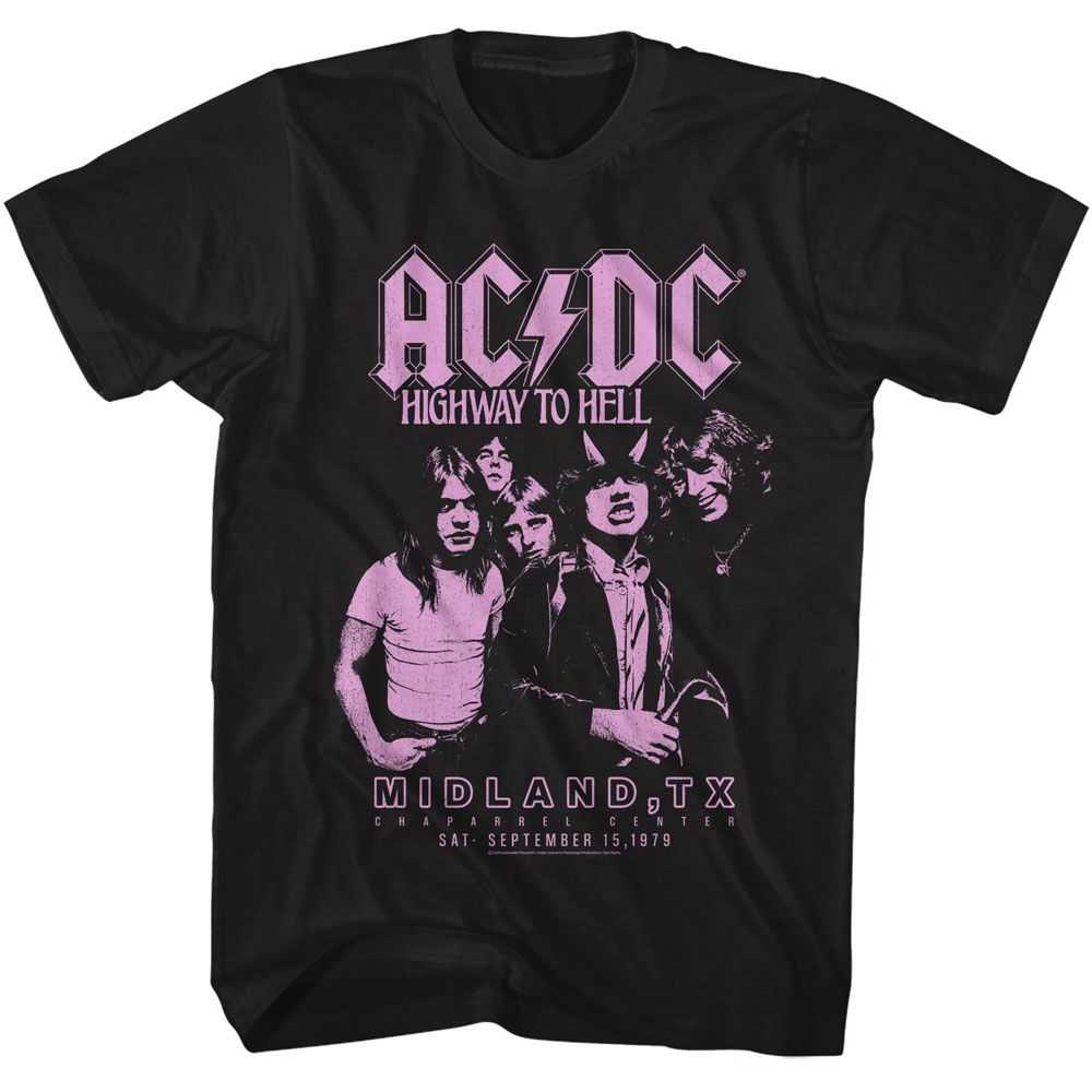 AC/DC Highway to Hell Midland TX Graphic T-Shirt - Official 1979 Concert Band Tee