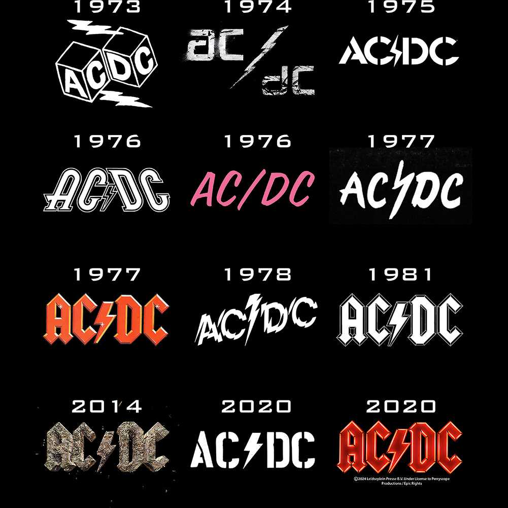 AC/DC 50th Anniversary Graphic T-Shirt - Official Two-Sided Logos Rock Band Tee