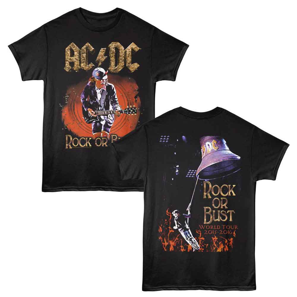 AC/DC Rock or Bust Graphic T-Shirt - Official Two-Sided World Tour Band Tee