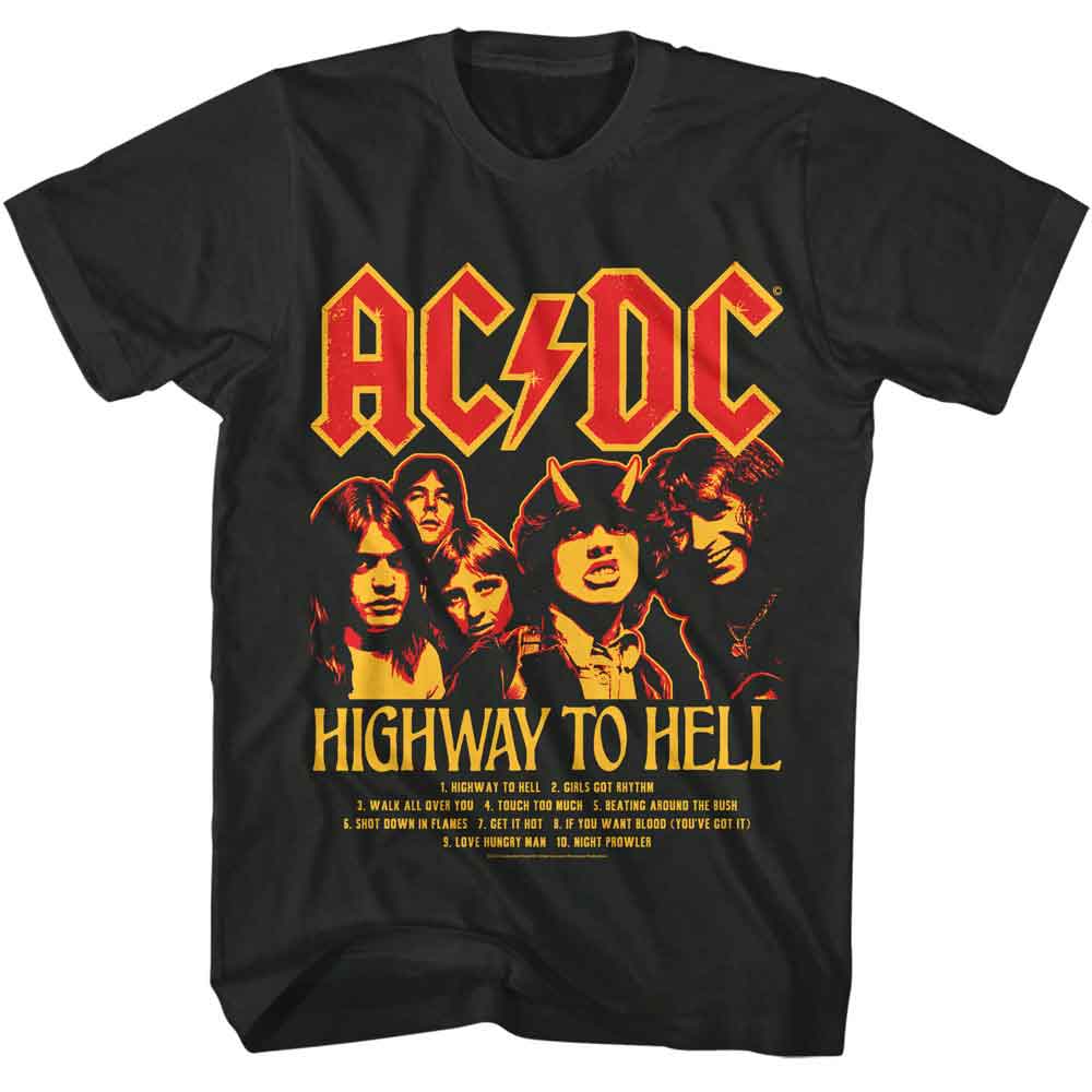 AC/DC Highway to Hell Tracklist Graphic T-Shirt - Official Rock Band Tee