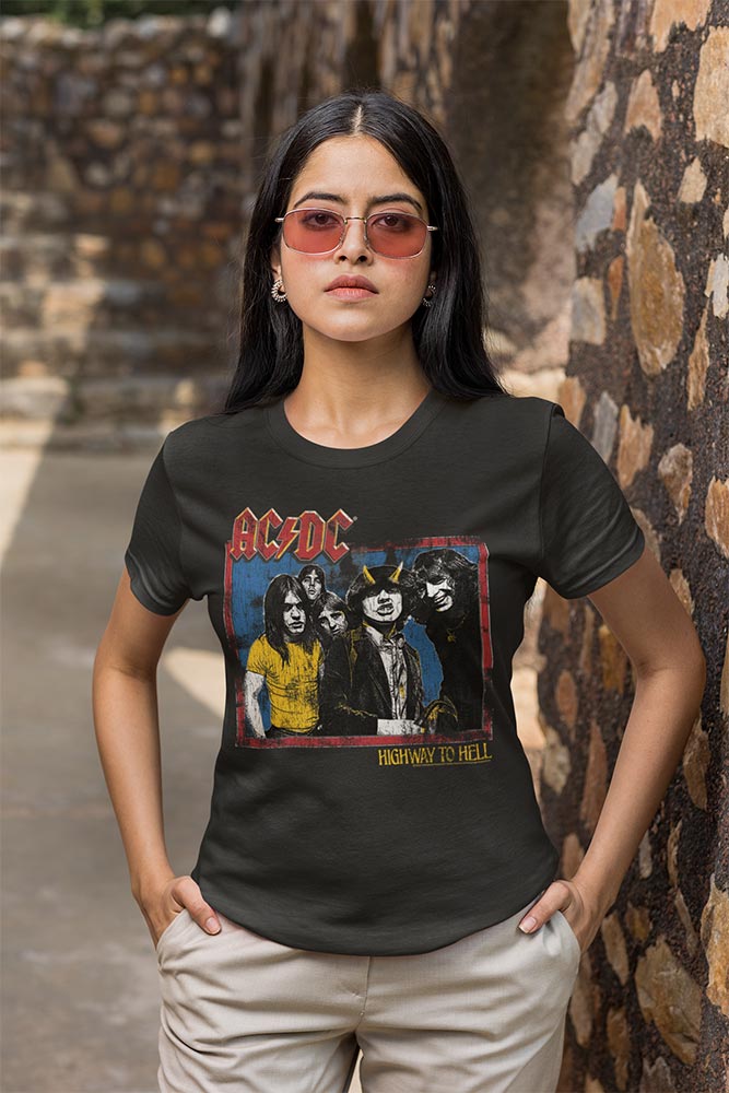 AC/DC Highway to Hell Again Graphic T-Shirt - Official 1979 Band Tee