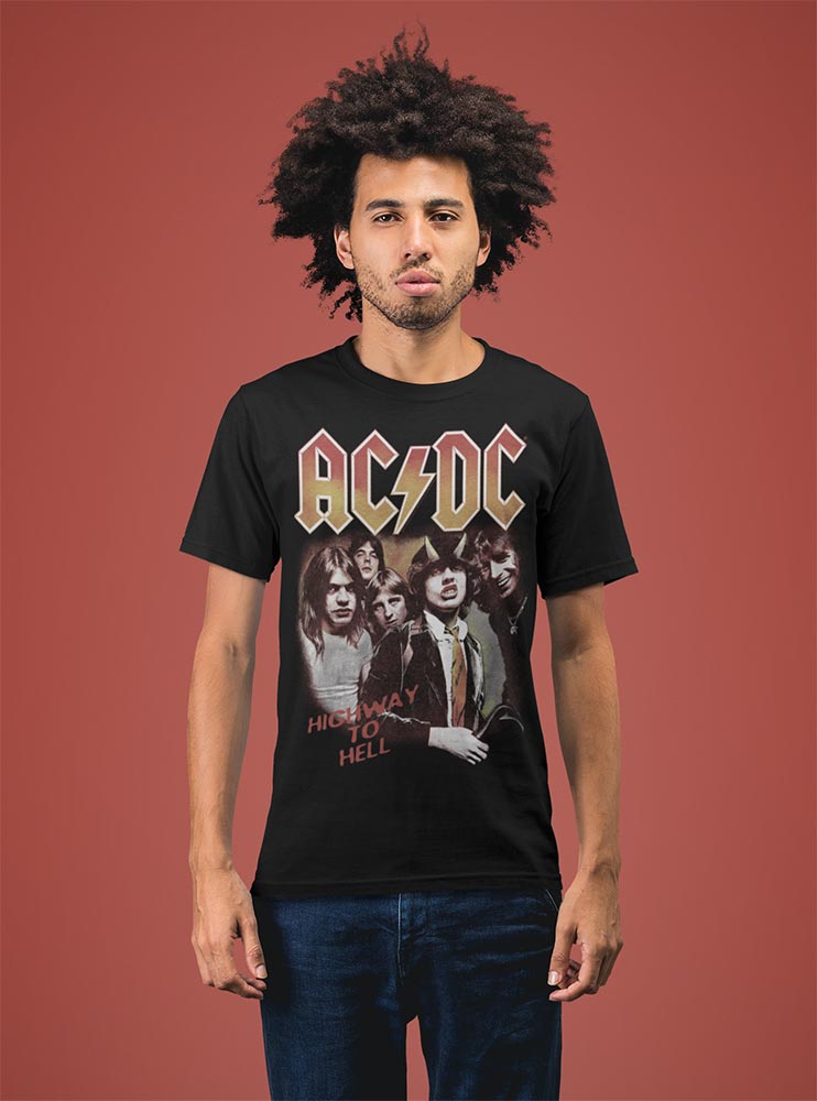 AC/DC Highway to Hell Songs Graphic T-Shirt - Official Two-Sided Band Tee