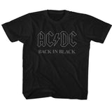 AC/DC Back In Black Youth Graphic T-Shirt - Retro Rock Music Clothing - Young Concert Lover Gift Idea