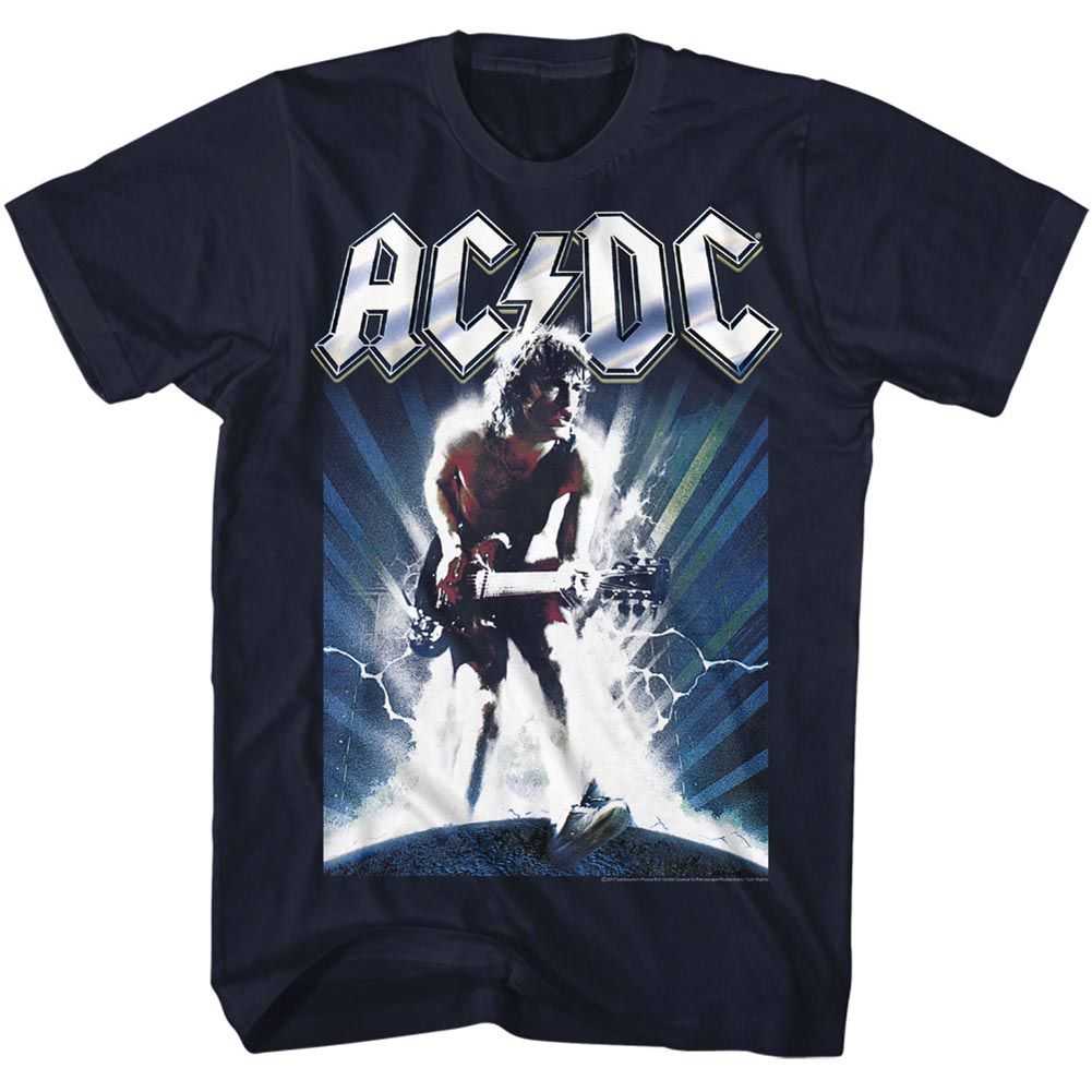 AC/DC Stacked Logo Graphic T-Shirt - Official Repeated Logo Rock Band Tee