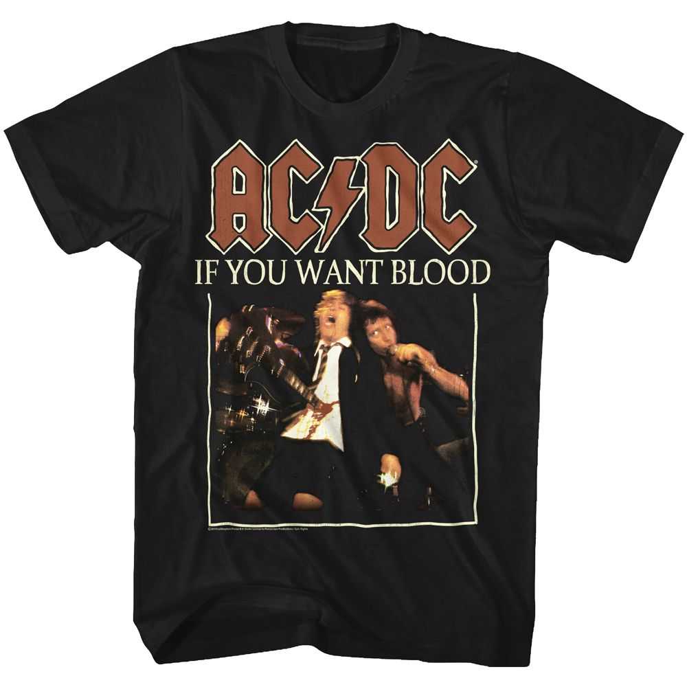 AC/DC If You Want Blood Adult Graphic T-Shirt - Retro Rock Music Clothing - Concert Lover Gift Idea