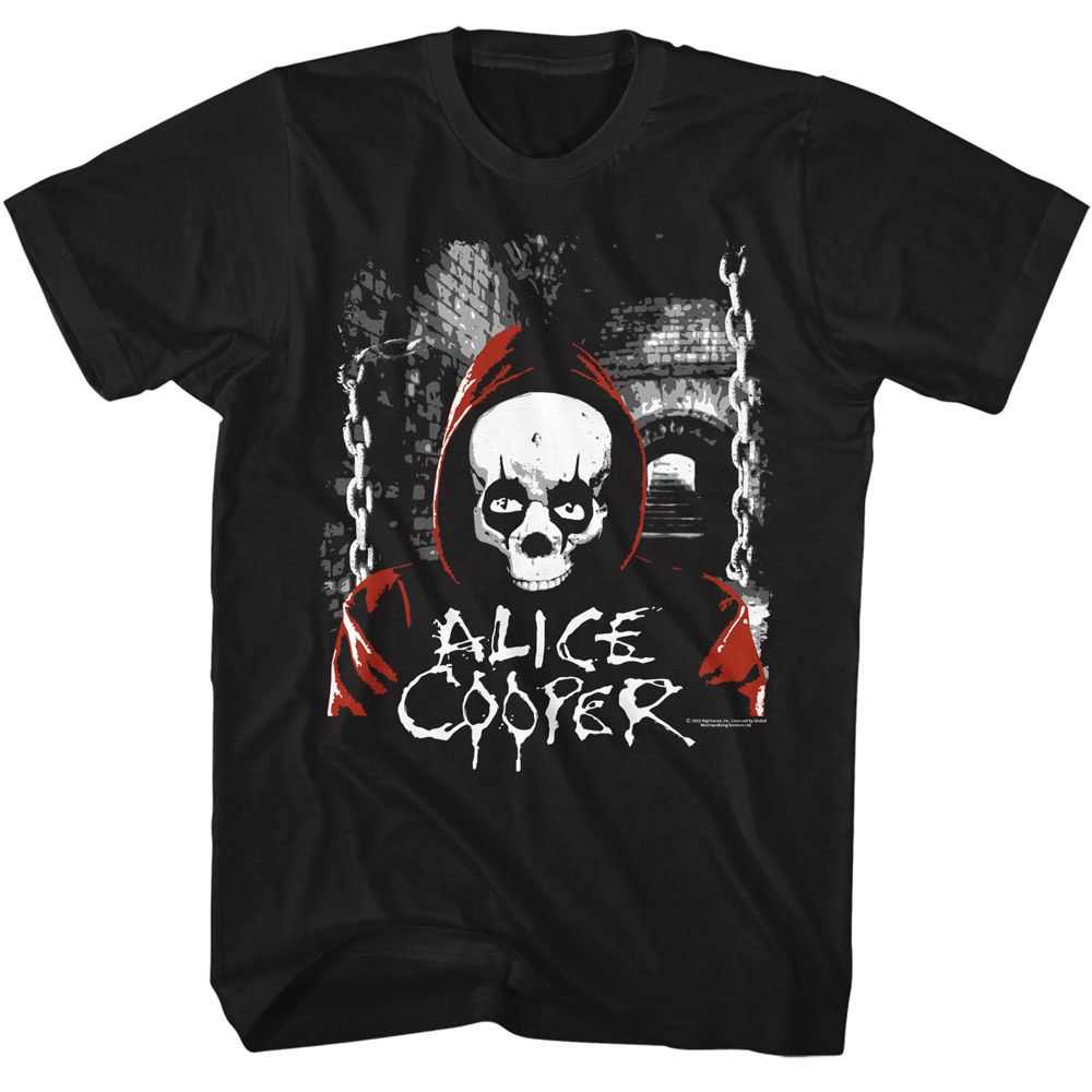 Alice Cooper Hooded Skull Graphic T-Shirt - Classic Rock Music Clothing - Vintage Concert Lover Gift Idea