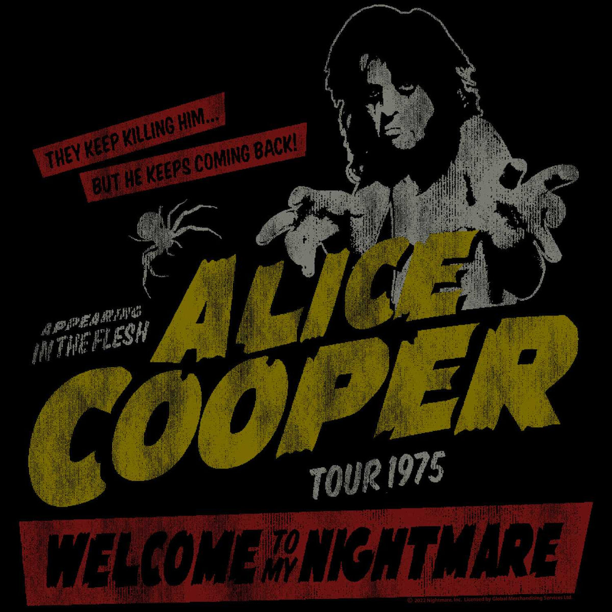 Alice Cooper WTMN Tour 1975 Graphic T-Shirt - Classic Rock Music Clothing - Vintage Concert Lover Gift Idea