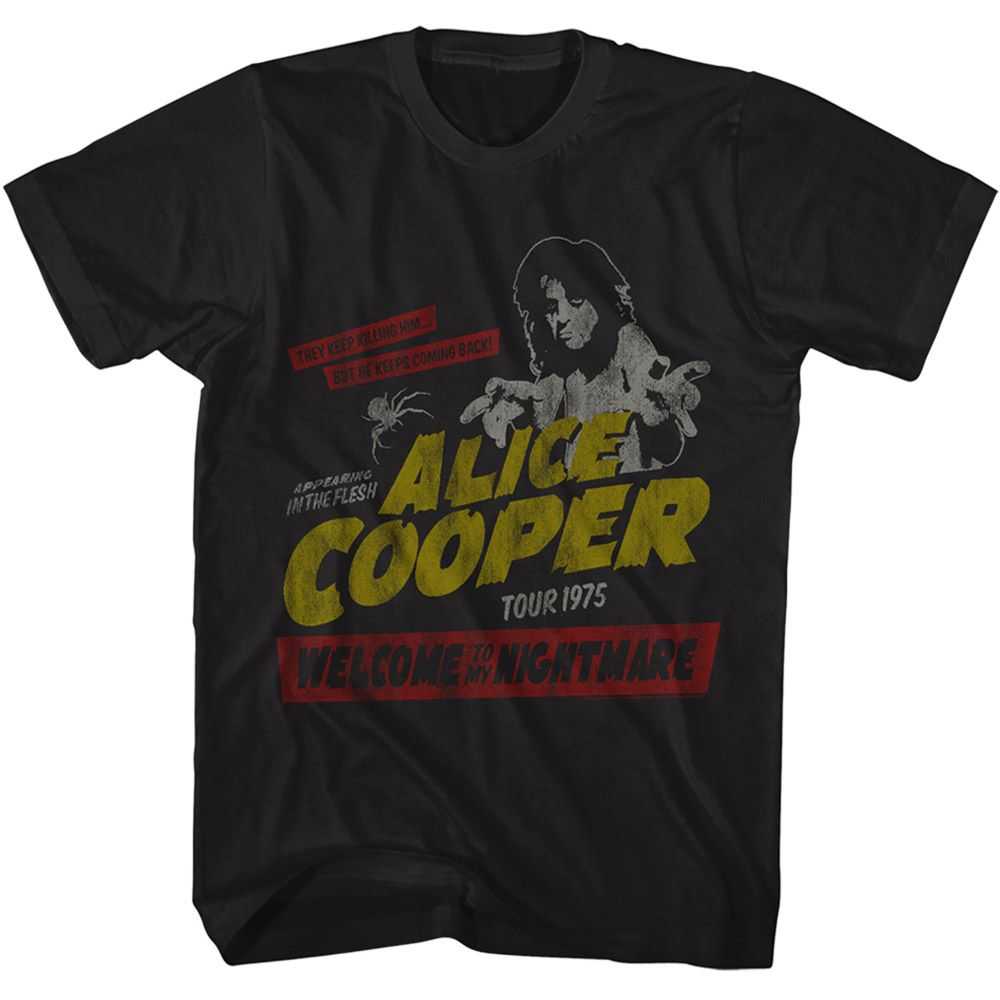Alice Cooper WTMN Tour 1975 Graphic T-Shirt - Classic Rock Music Clothing - Vintage Concert Lover Gift Idea