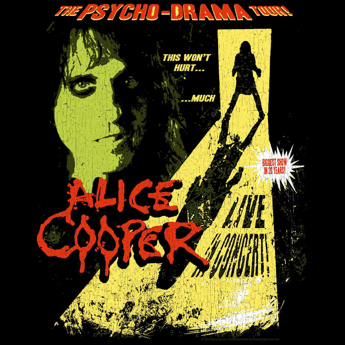Alice Cooper The Pyscho Drama Tour Graphic T-Shirt - Classic Rock Music Clothing - Vintage Concert Lover Gift Idea