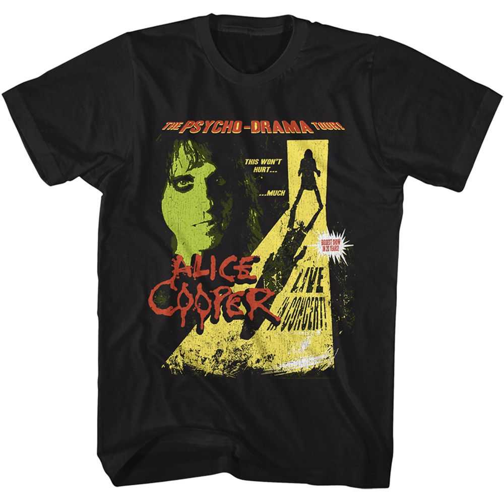 Alice Cooper The Pyscho Drama Tour Graphic T-Shirt - Classic Rock Music Clothing - Vintage Concert Lover Gift Idea