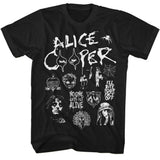 Alice Cooper Collage Graphic T-Shirt - Classic Rock Music Clothing - Vintage Concert Lover Gift Idea