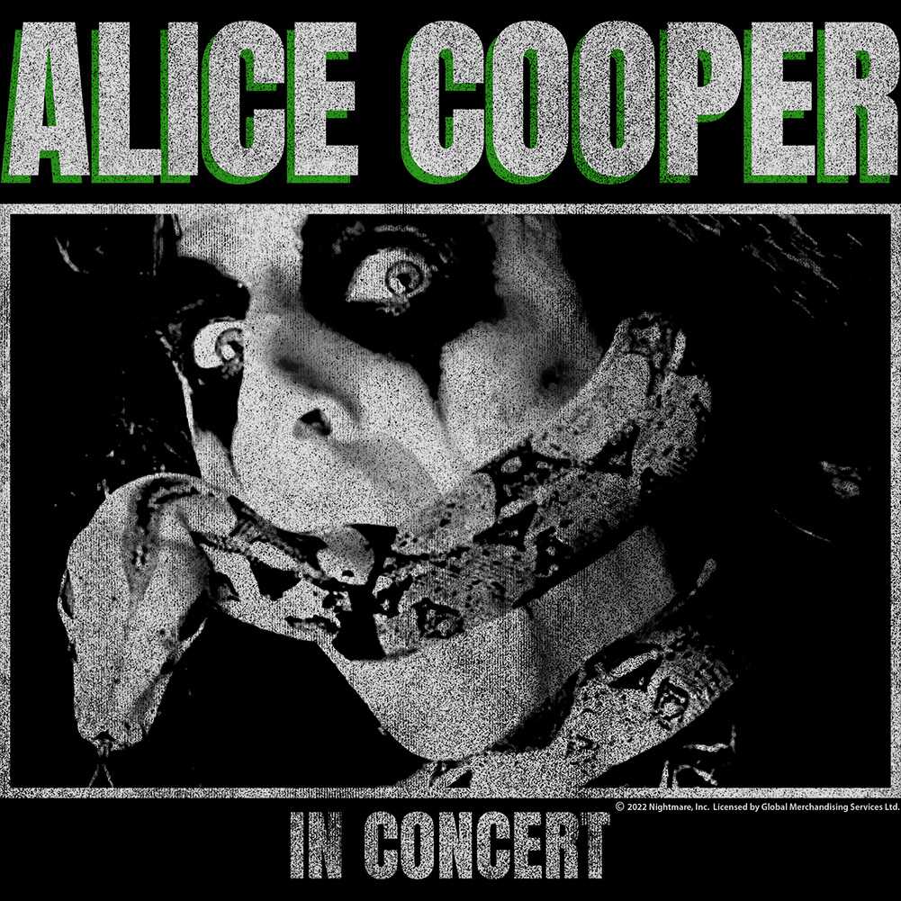 Alice Cooper-In Concert Graphic T-Shirt - Classic Rock Music Clothing - Vintage Concert Lover Gift Idea