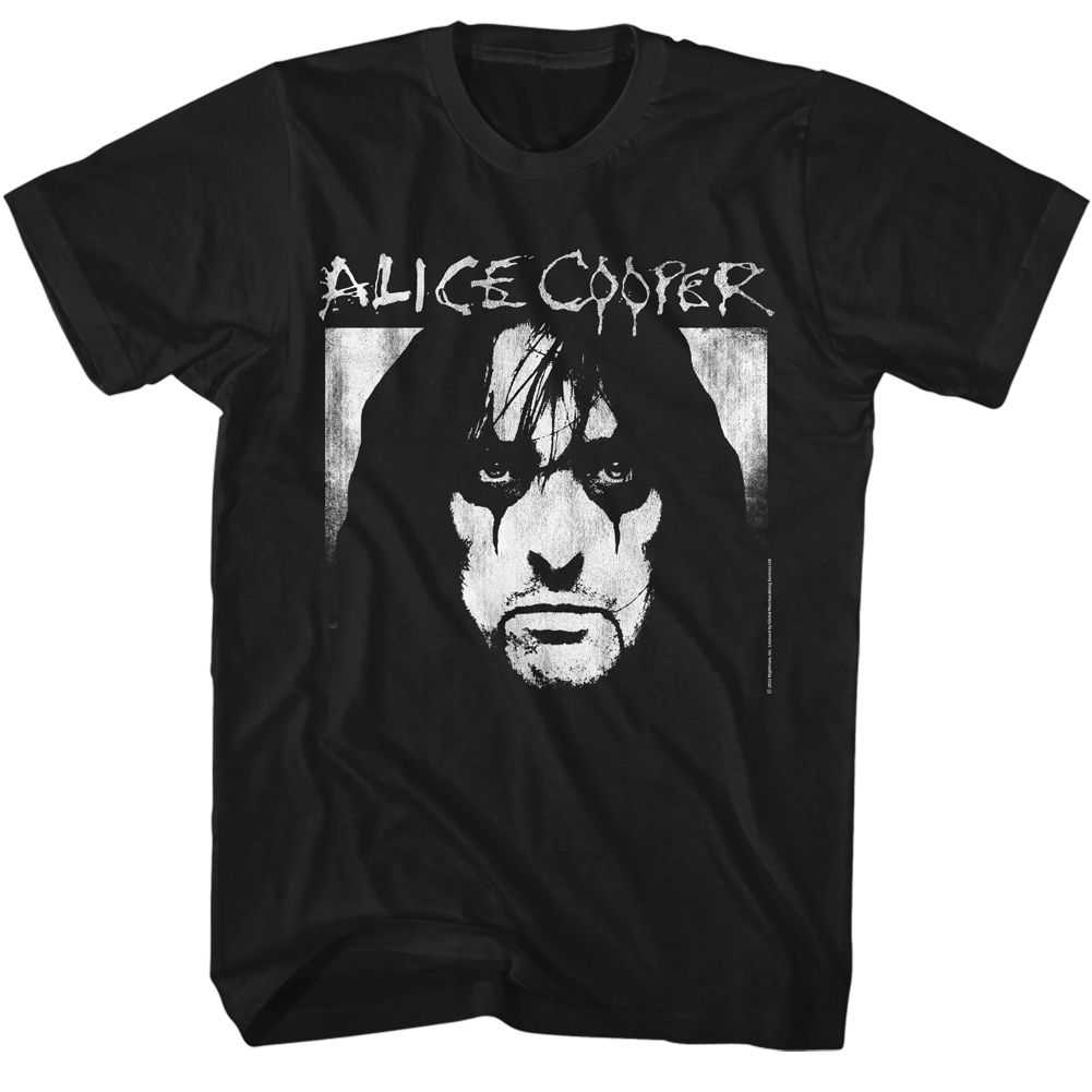 Alice Cooper-Face And Logo Graphic T-Shirt - Classic Rock Music Clothing - Vintage Concert Lover Gift Idea