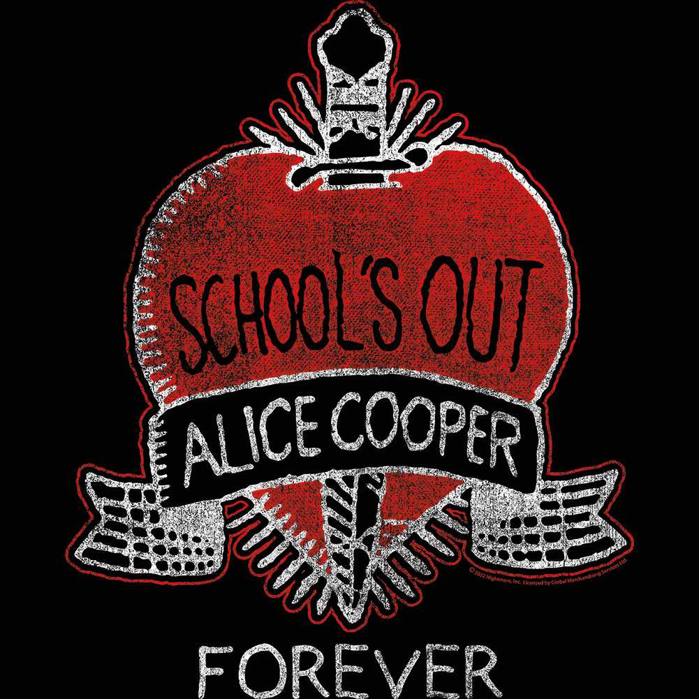 Alice Cooper Schools Out Varsity 2-Sided Graphic T-Shirt - Classic Rock Music Clothing - Vintage Concert Lover Gift Idea