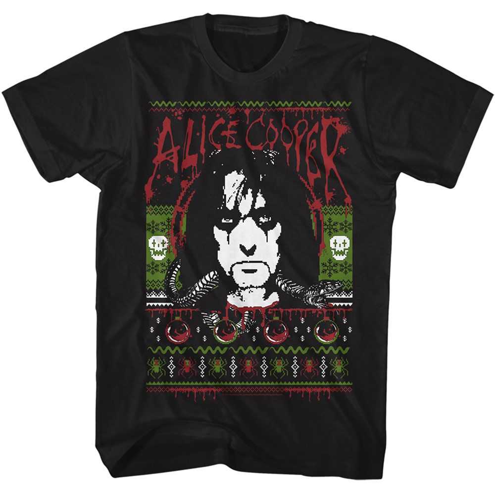Alice Cooper Alice Christmas Graphic T-Shirt - Classic Rock Music Clothing - Vintage Concert Lover Gift Idea