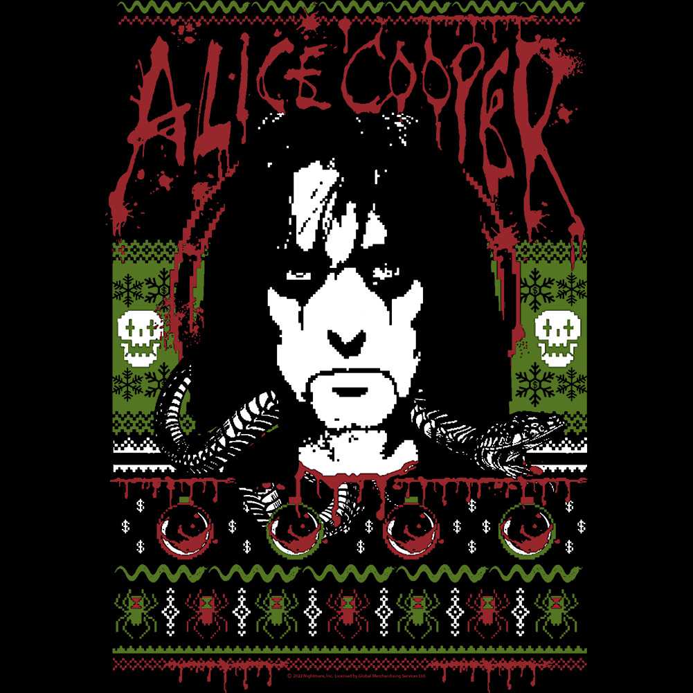 Alice Cooper Alice Christmas Graphic T-Shirt - Classic Rock Music Clothing - Vintage Concert Lover Gift Idea