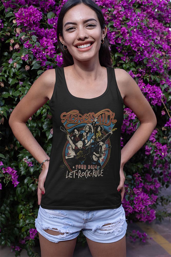 Aerosmith Let Rock Rule Ladies Graphic Tank Top - Classic Rock Music Clothing - Vintage Concert Lover Gift Idea