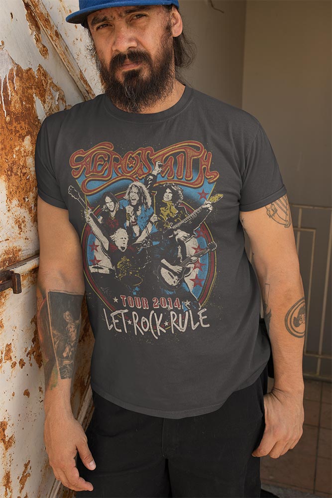 Aerosmith Let Rock Rule Graphic T-Shirt - Classic Rock Music Clothing - Vintage Concert Lover Gift Idea