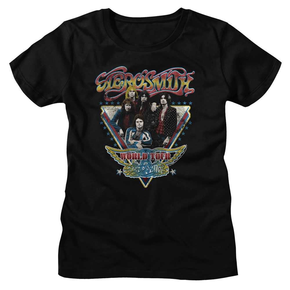 Aerosmith World Tour Graphic T-Shirt - Classic Rock Music Clothing - Vintage Concert Lover Gift Idea