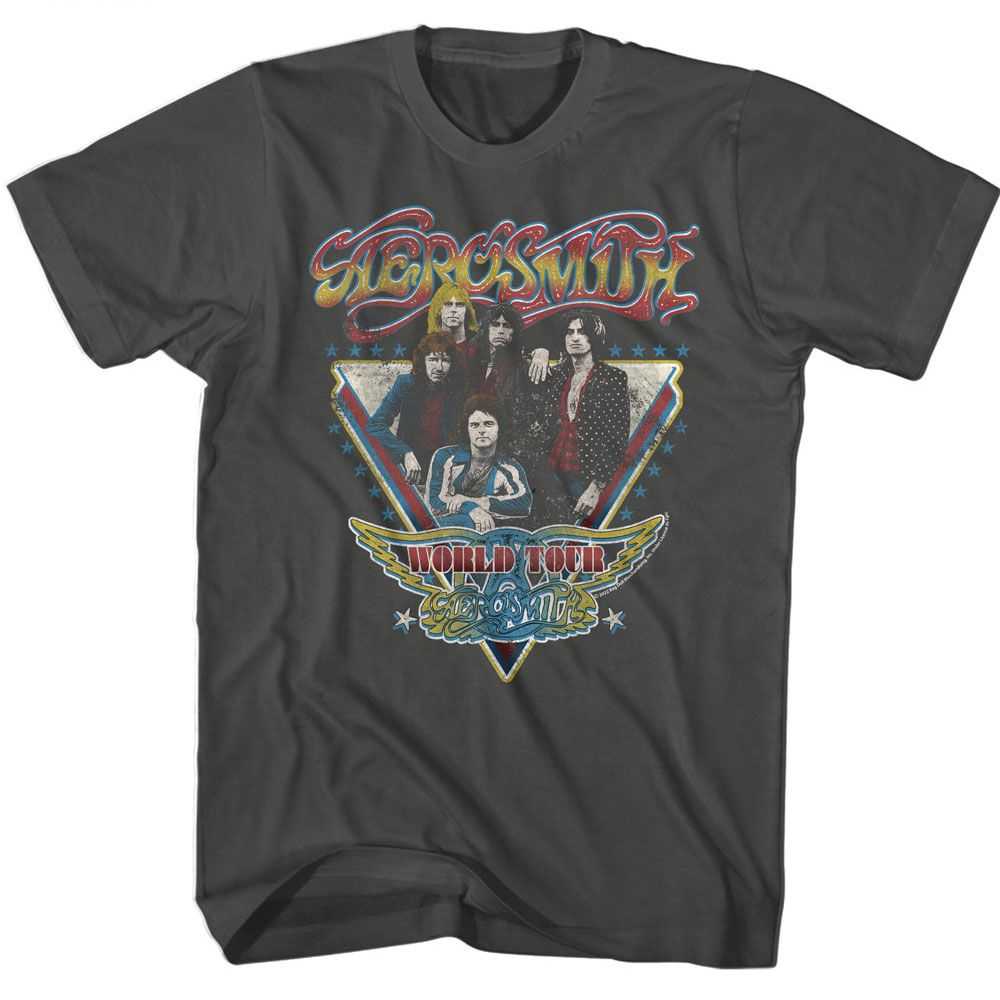 Aerosmith World Tour Graphic T-Shirt - Classic Rock Music Clothing - Vintage Concert Lover Gift Idea