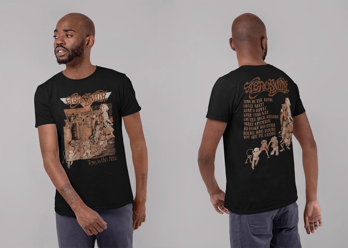 Aerosmith Toys Cover Art 2-Sided Graphic T-Shirt - Classic Rock Music Clothing - Vintage Concert Lover Gift Idea