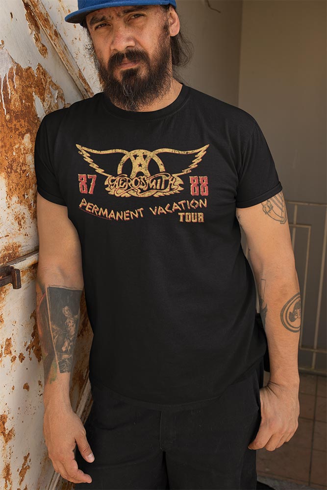 Aerosmith PV Tour 87-88 Graphic T-Shirt - Classic Rock Music Clothing - Vintage Concert Lover Gift Idea