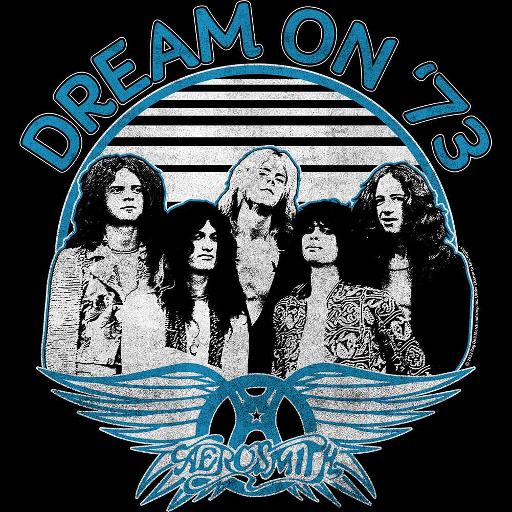 Aerosmith Dream On Blue White Graphic T-Shirt - Classic Rock Music Clothing - Vintage Concert Lover Gift Idea