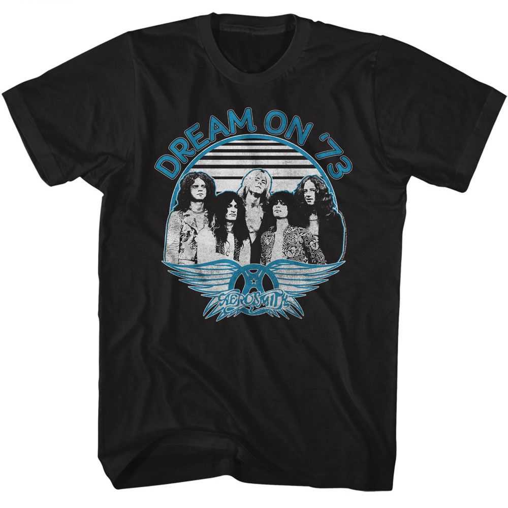 Aerosmith Dream On Blue And White Graphic T-Shirt - Classic Rock Music Clothing - Vintage Concert Lover Gift Idea