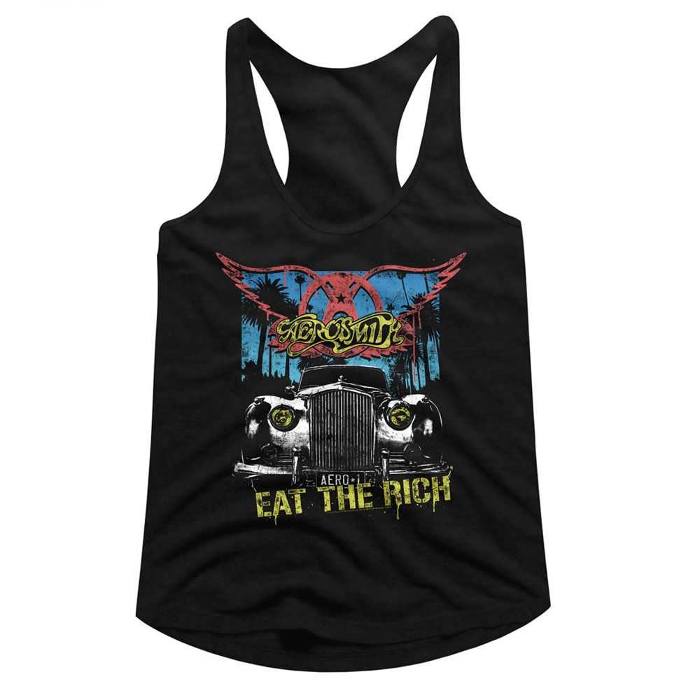 Aerosmith Eat The Rich Car Ladies Graphic Tank Top - Classic Rock Music Clothing - Vintage Concert Lover Gift Idea