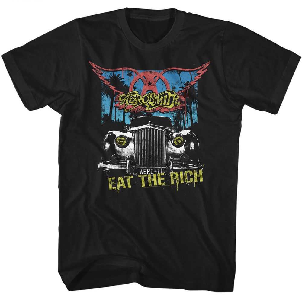 Aerosmith Eat The Rich Car Adult Graphic T-Shirt - Retro Rock Music Clothing - Concert Lover Gift Idea