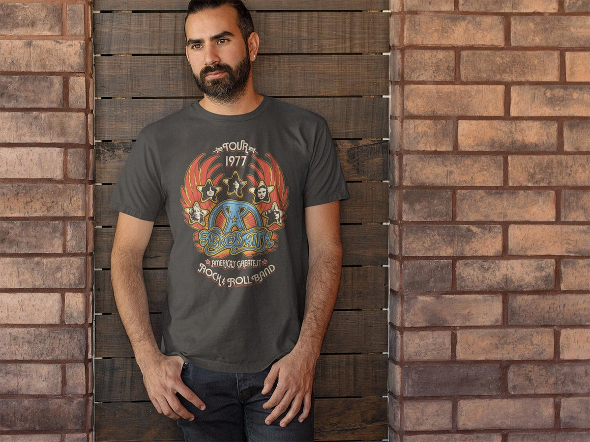 Aerosmith Greatest Rock 77 Graphic T-Shirt - Classic Rock Music Clothing - Vintage Concert Lover Gift Idea
