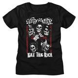 Aerosmith Eat The Rich Skull Graphic T-Shirt - Classic Rock Music Clothing - Vintage Concert Lover Gift Idea