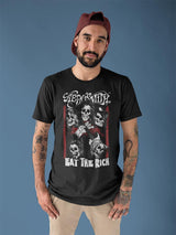 Aerosmith Eat The Rich Skull Graphic T-Shirt - Classic Rock Music Clothing - Vintage Concert Lover Gift Idea