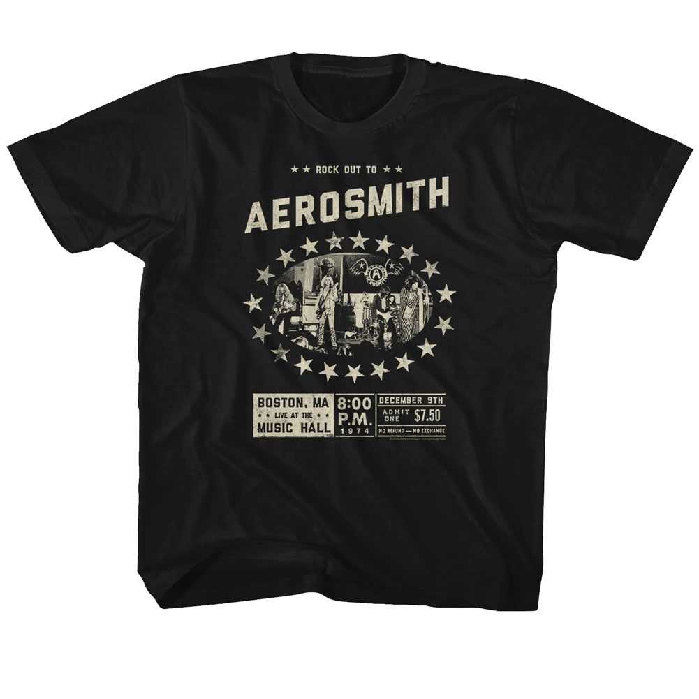 Aerosmith Boston Music Hall Youth Graphic T-Shirt - Classic Rock Music Clothing - Vintage Concert Lover Gift Idea