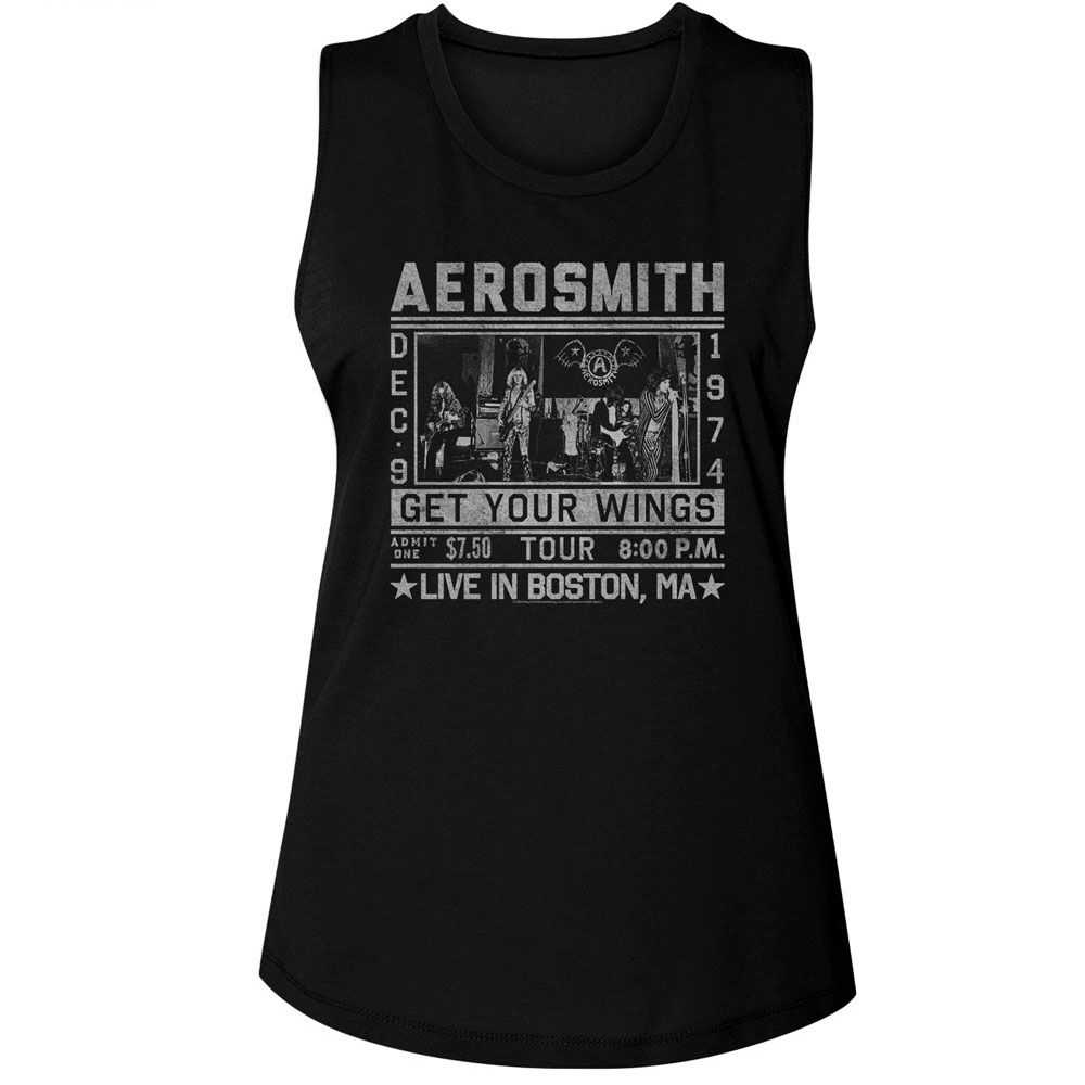 Aerosmith Wings Tour 74 Ladies Graphic Tank Top - Classic Rock Music Clothing - Vintage Concert Lover Gift Idea