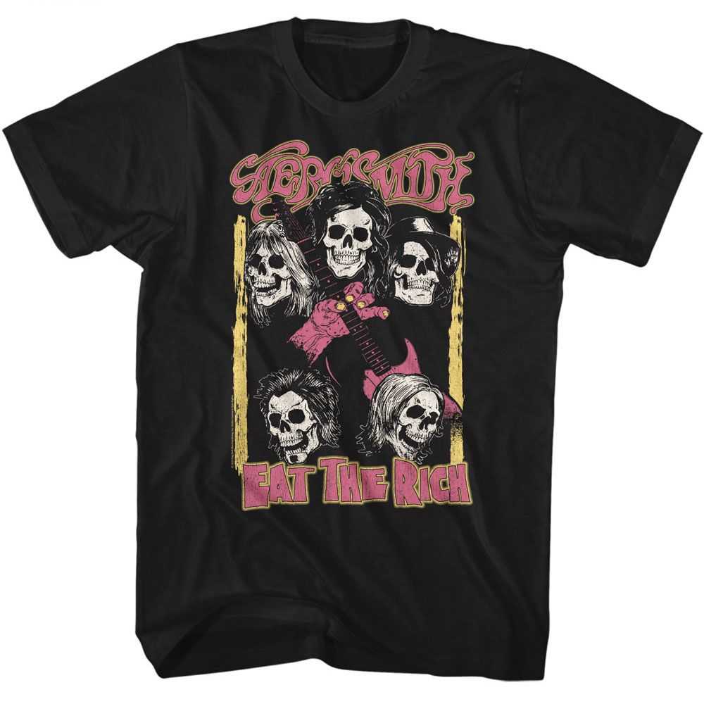 Aerosmith Skulls Recolor Graphic T-Shirt - Classic Rock Music Clothing - Vintage Concert Lover Gift Idea