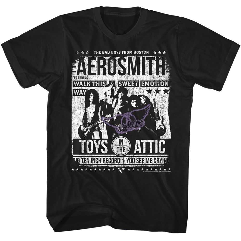 Aerosmith Aero Poster Adult Graphic T-Shirt - Retro Rock Music Clothing - Concert Lover Gift Idea