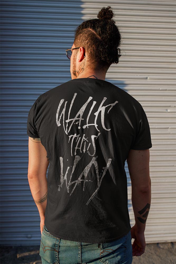 Aerosmith Walk This Way 2-Sided Graphic T-Shirt - Classic Rock Music Clothing - Vintage Concert Lover Gift Idea